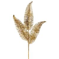 Vickerman 24.5" Artificial Gold Feather Fern Glitter Spray (6 Pack)
