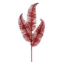 Vickerman 24.5" Artificial Red Feather Fern Glitter Spray (6 Pack)