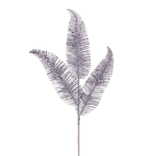 24.5" Artificial Silver Feather Fern Glitter Spray (6 Pack)