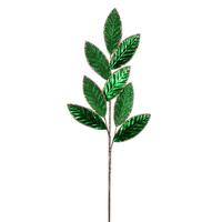 Vickerman 27.5" Artificial Green Metal Leaf Glitter Spray (3 Pack)