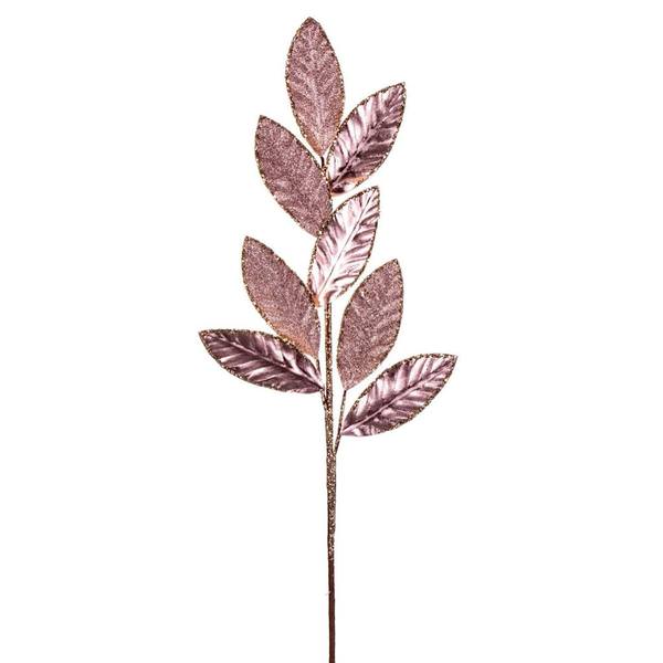 27.5" Artificial Rose Gold Metal Leaf Glitter Spray (3 Pack)