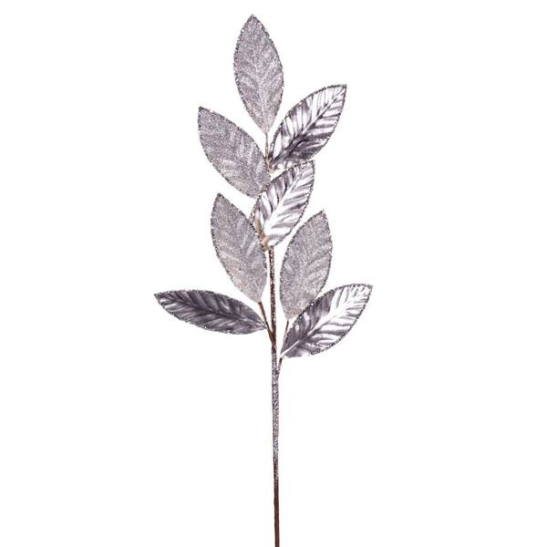 27.5" Artificial Silver Metal Leaf Glitter Spray (3 Pack)