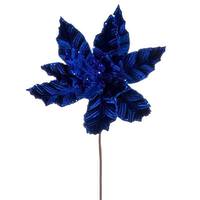 Vickerman 24" Blue Poinsettia Sequin Trim Velvet Spray (3 Pack)