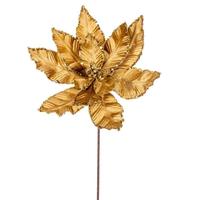 Vickerman 24" Gold Poinsettia Sequin Trim Velvet Spray (3 Pack)