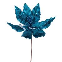 Vickerman 24" Turquoise Poinsettia Sequin Trim Velvet Spray (3 Pack)