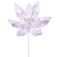 Vickerman 24" White Poinsettia Sequin Trim Velvet Spray (3 Pack)