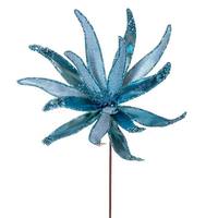 Vickerman 24" Artificial Baby Blue Metallic Frosted Glitter Papyrus Flower (2 Pack)
