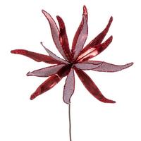 Vickerman 24" Artificial Burgundy Metallic Frosted Glitter Papyrus Flower (2 Pack)