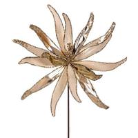 Vickerman 24" Artificial Champagne Metallic Frosted Glitter Papyrus Flower (2 Pack)