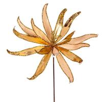 Vickerman 24" Artificial Gold Metallic Frosted Glitter Papyrus Flower (2 Pack)