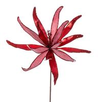 Vickerman 24" Artificial Red Metallic Frosted Glitter Papyrus Flower (2 Pack)