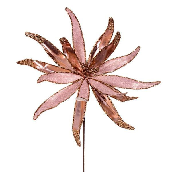 24" Artificial Rose Gold Metallic Frosted Glitter Papyrus Flower (2 Pack)