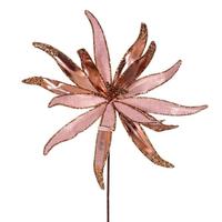 Vickerman 24" Artificial Rose Gold Metallic Frosted Glitter Papyrus Flower (2 Pack)