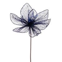 Vickerman 24" Midnight Blue Poinsettia Mesh Glitter Sequin Spray (2 Pack)