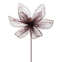 Vickerman 24" Mocha Poinsettia Mesh Glitter Sequin Spray (2 Pack)