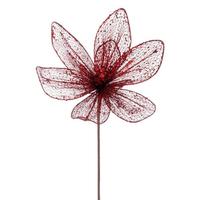 Vickerman 24" Red Poinsettia Mesh Glitter Sequin Spray (2 Pack)