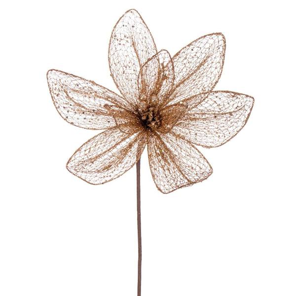 24" Rose Gold Poinsettia Mesh Glitter Sequin Spray (2 Pack)