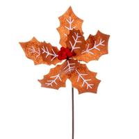 Vickerman 22" Brown / White Felt Poinsettia Spray (4 Pack)