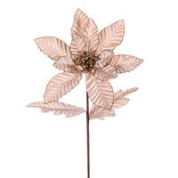 Vickerman 22" Champagne Velvet Glitter Trim Poinsettia Spray (6 Pack)
