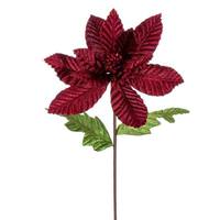 Vickerman 22" Burgundy Velvet Glitter Trim Poinsettia Spray (6 Pack)
