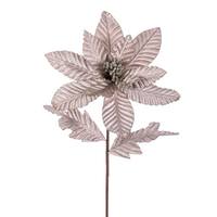 Vickerman 22" Pewter Velvet Glitter Trim Poinsettia Spray (6 Pack)
