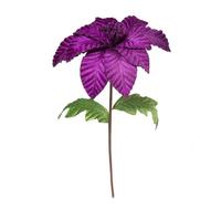 Vickerman 22" Purple Velvet Glitter Trim Poinsettia Spray (6 Pack)