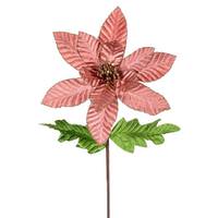 Vickerman 22" Rose Gold Velvet Glitter Trim Poinsettia Spray (6 Pack)