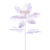 Vickerman 22" White Velvet Glitter Trim Poinsettia Spray (6 Pack)