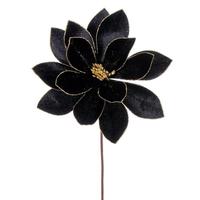 Vickerman 22" Black Velvet Sheen Glitter Trim Poinsettia Spray (4 Pack)