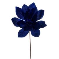 Vickerman 22" Blue Velvet Sheen Glitter Trim Poinsettia Spray (4 Pack)