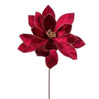 Vickerman 22" Burgundy Velvet Sheen Glitter Trim Poinsettia Spray (4 Pack)