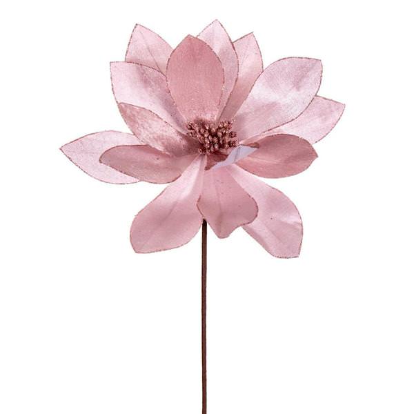 22" Pink Velvet Sheen Glitter Trim Poinsettia Spray (4 Pack)