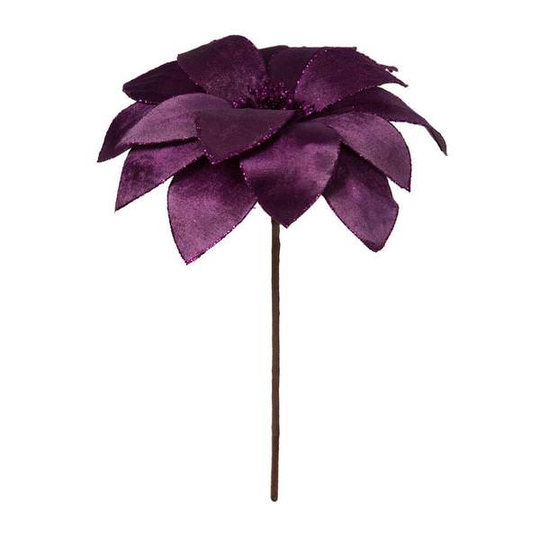 22" Purple Velvet Sheen Glitter Trim Poinsettia Spray (4 Pack)