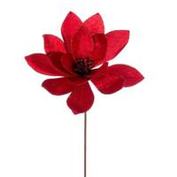 Vickerman 22" Red Velvet Sheen Glitter Trim Poinsettia Spray (4 Pack)