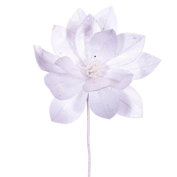 22" White Velvet Sheen Glitter Trim Poinsettia Spray (4 Pack)