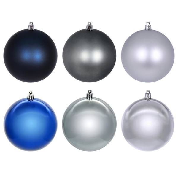 2.4" Midnight Blue / Pewter / Silver Ornament (18 Pack)