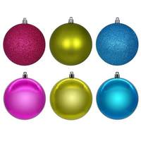 View 3" Fuchsia / Lime / Turquoise Ball Ornament Assortment (12 Pack)
