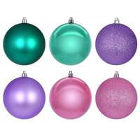 Vickerman 3" Pink / Teal / Lavender Ball Ornament Assortment (12 Pack)