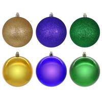 Vickerman 3" Green / Purple / Gold Ball Ornament Assortment (12 Pack)