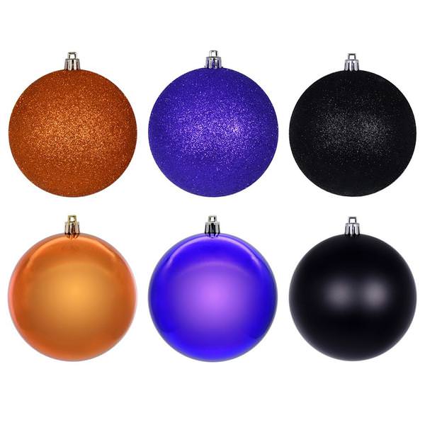 3" Purple / Orange / Black Ball Ornament Assortment (12 Pack)