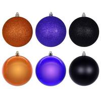 Vickerman 3" Purple / Orange / Black Ball Ornament Assortment (12 Pack)