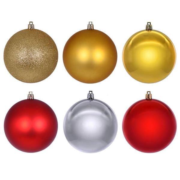 3" Gold / Red / Silver Ball Ornament Assortment (24 Pack)