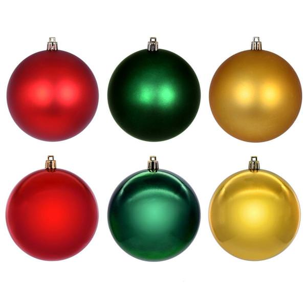 3" Red / Gold / Green Ball Ornament Assortment (24 Pack)