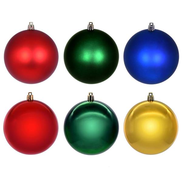 4" Red / Gold / Green / Blue Ball Ornament Assortment (18 Pack)