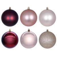 Vickerman 4" Rose Gold / Oat / Burgundy Ball Ornament Assortment (18 Pack)