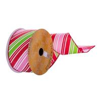 Vickerman 2.5"x30' Red Green Pink Stripe Ribbon