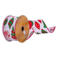 Vickerman 2.5"x30' White Novelty Ornaments Ribbon