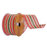 Vickerman 2.5"x30' Orange / Green Stripe Ribbon