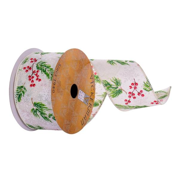 2.5"x30' White Pine Tips Berry Ribbon