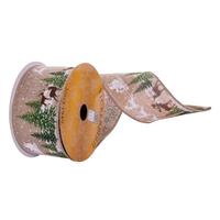 Vickerman 2.5"x30' Natural Reindeer Ribbon